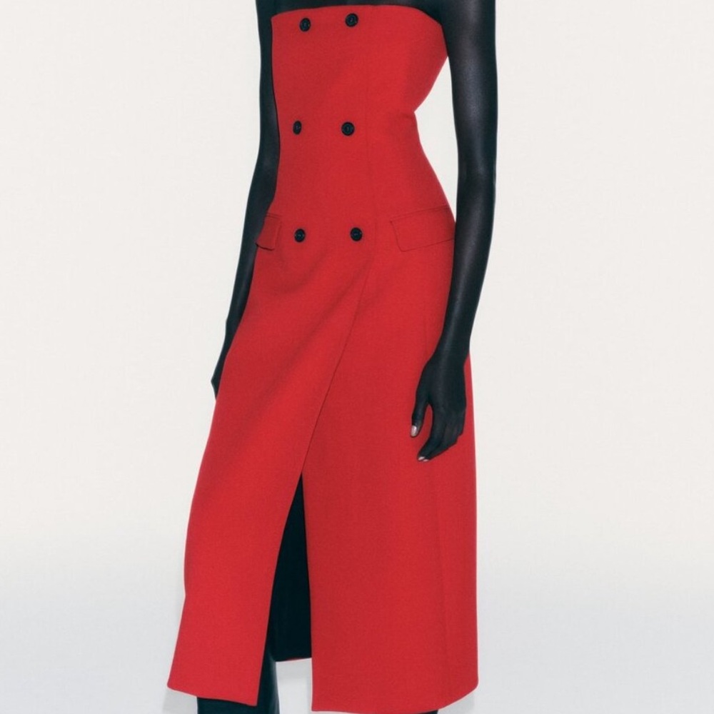 Zara Red Strapless dress, size S.